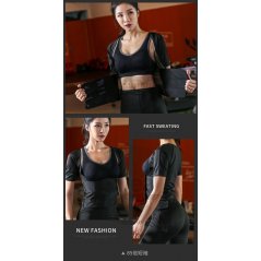 Gdeal Sweat Clothes Female Sweating Fitness Suit Coat Running Sweat Yoga Clothing - BF02 (Black)