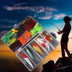 91 Artificial Soft Lures Crankbait Fishing Hook Gear Accessories Kit