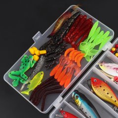 91 Artificial Soft Lures Crankbait Fishing Hook Gear Accessories Kit