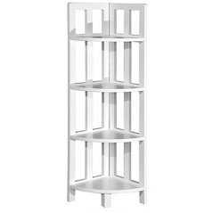 Hometech2u Zen 4 Shelf Corner Bookshelf Rack (White)