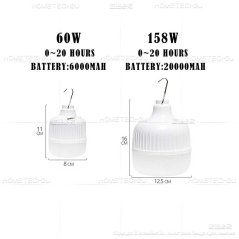 60W 158W Rechargeable Led Night Light Wireless USB Charging Bulbs