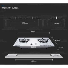 Milux Built-In Gas Stove Hob Stove Fully Stainless Steel Body (Silver)