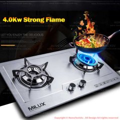 Milux Built-In Gas Stove Hob Stove Fully Stainless Steel Body (Silver)