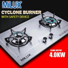 Milux Built-In Gas Stove Hob Stove Fully Stainless Steel Body (Silver)