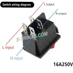 E-trimas Rocker Switch Button ON OFF 2 Position 4 Pins With Light Power Switch