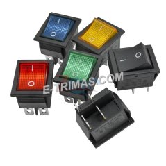 E-trimas Rocker Switch Button ON OFF 2 Position 4 Pins With Light Power Switch