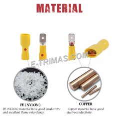 E-trimas Insulated Female Terminal Lug Wire Clip Yellow (10PCS)